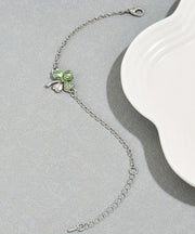 Boutique Silk Stainless Steel Crystal Floral Charm Bracelet