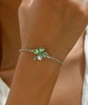 Boutique Silk Stainless Steel Crystal Floral Charm Bracelet