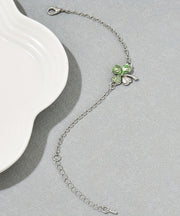 Boutique Silk Stainless Steel Crystal Floral Charm Bracelet