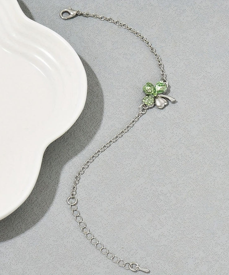 Boutique Silk Stainless Steel Crystal Floral Charm Bracelet