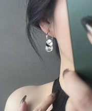 Boutique Silk Sterling Silver Crystal Sequins Hoop Earrings