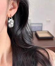 Boutique Silk Sterling Silver Crystal Sequins Hoop Earrings