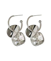 Boutique Silk Sterling Silver Crystal Sequins Hoop Earrings