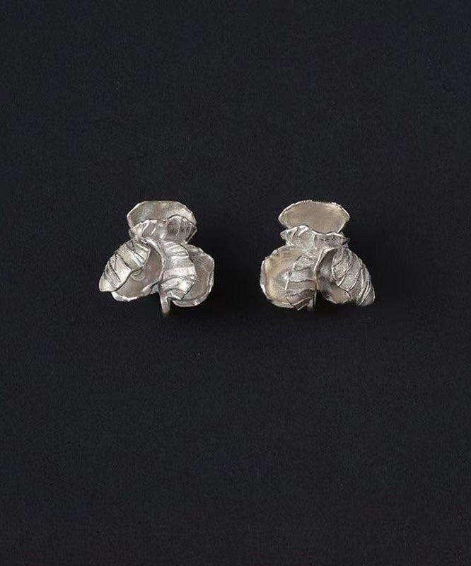Boutique Silk Sterling Silver Floral Stud Earrings