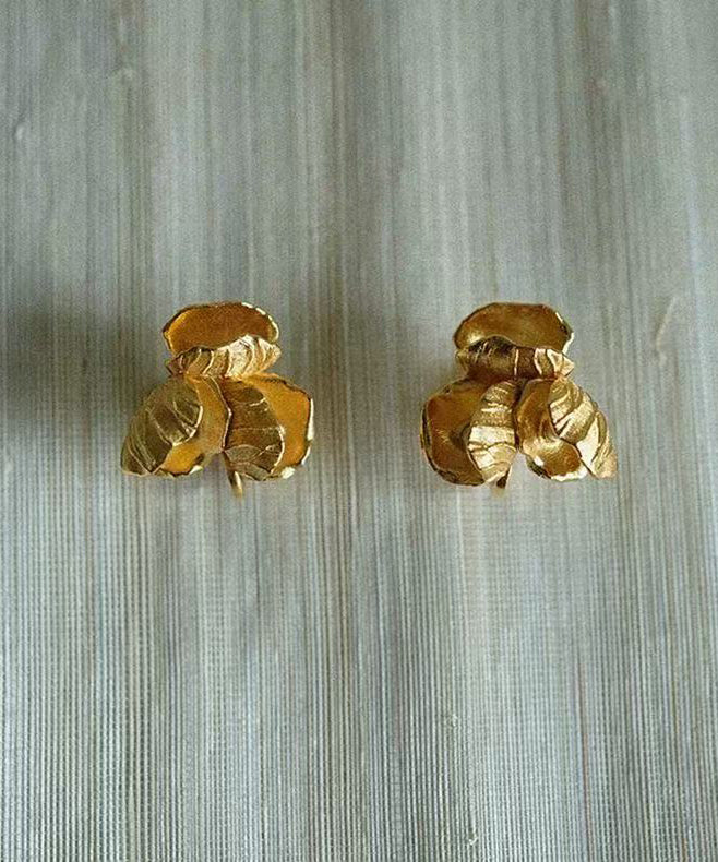 Boutique Silk Sterling Silver Floral Stud Earrings