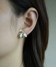 Boutique Silk Sterling Silver Floral Stud Earrings
