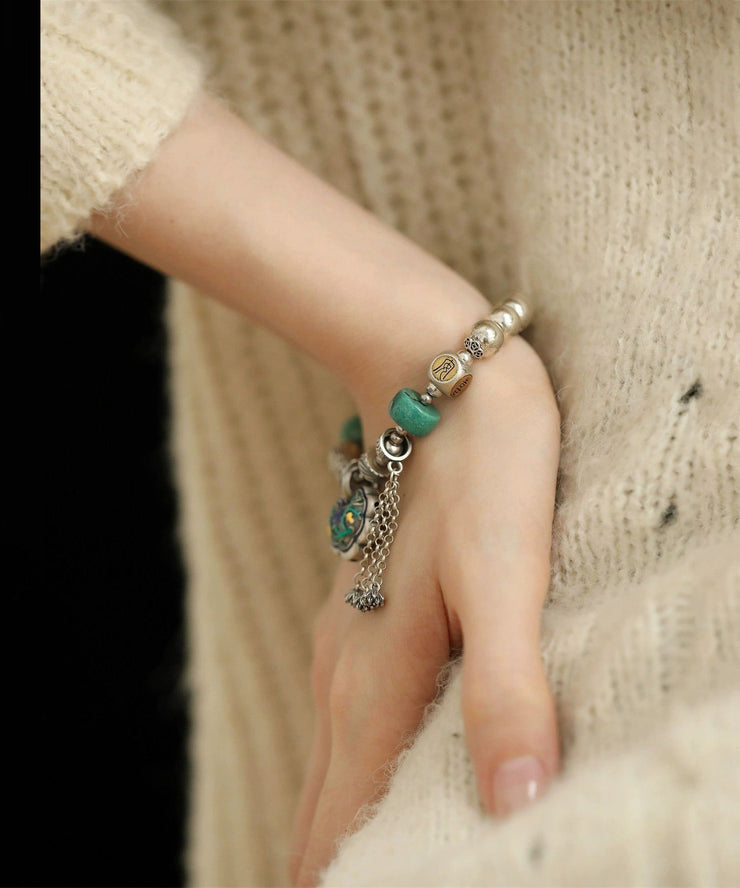 Boutique Silk Sterling Silver Turquoise Bracelets Charm Bracelet