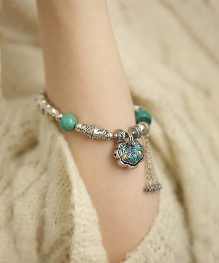 Boutique Silk Sterling Silver Turquoise Bracelets Charm Bracelet