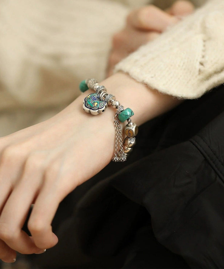 Boutique Silk Sterling Silver Turquoise Bracelets Charm Bracelet