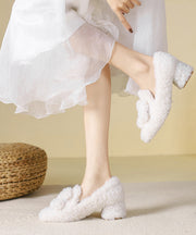 Boutique Splicing Chunky High Heels Brown Faux Fur