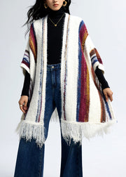 Boutique Tassel Striped Cozy Oversized Knit Shawl