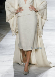 Boutique V Neck Lace Patchwork Cotton Two Piece Set Fall