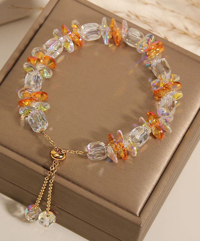 Boutique White Copper Overgild Crystal Beading Charm Bracelet