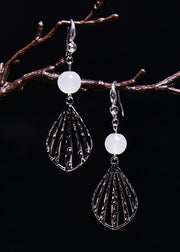 Boutique White Hollow Out Gem Stone Drop Earrings