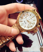 Boutique White Stainless Steel Quartz Movement Machinery Watches