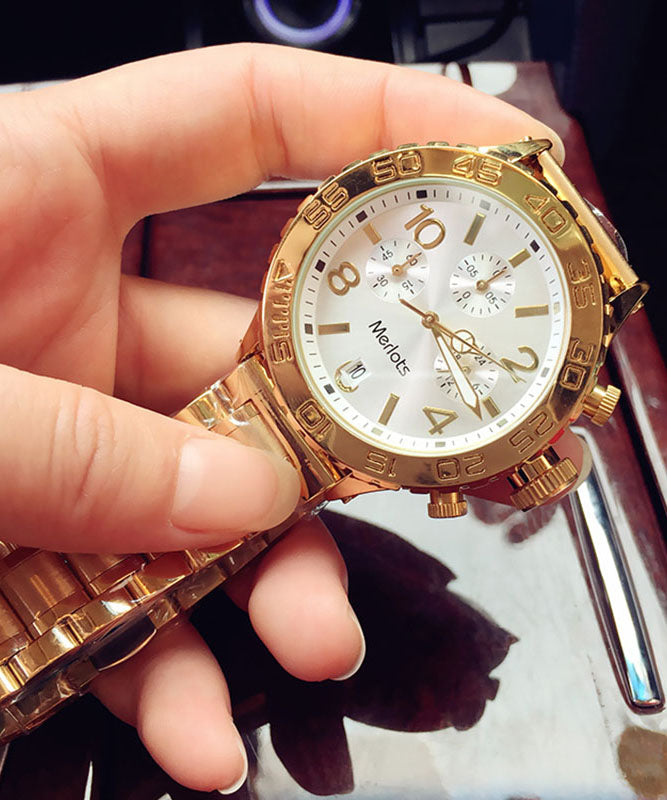 Boutique White Stainless Steel Quartz Movement Machinery Watches
