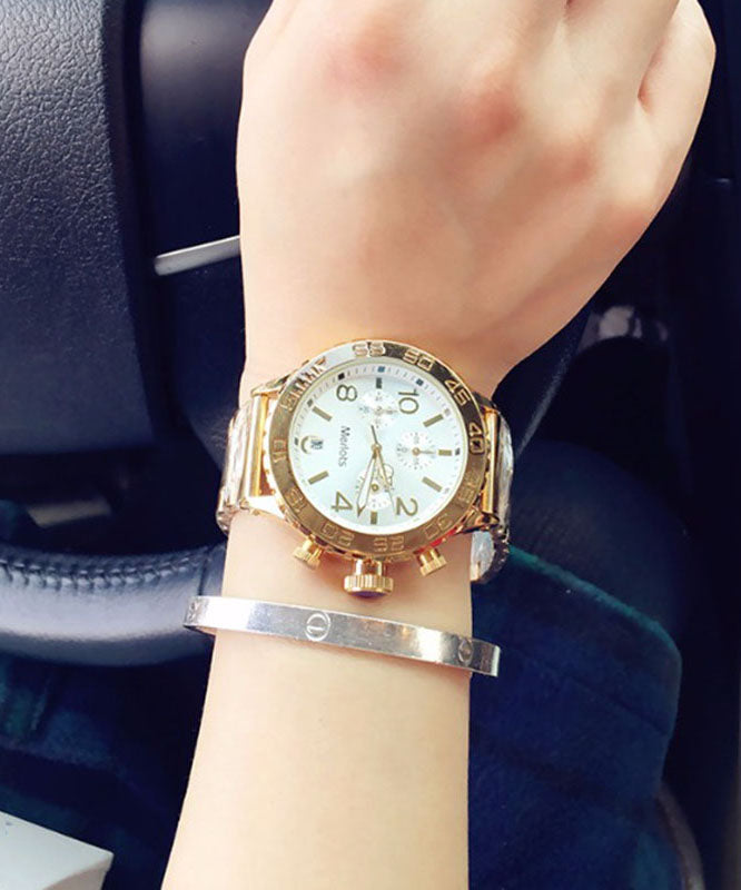 Boutique White Stainless Steel Quartz Movement Machinery Watches