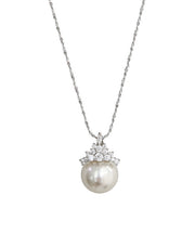 Boutique White Sterling Silver Pearl Zircon Pendant Necklace