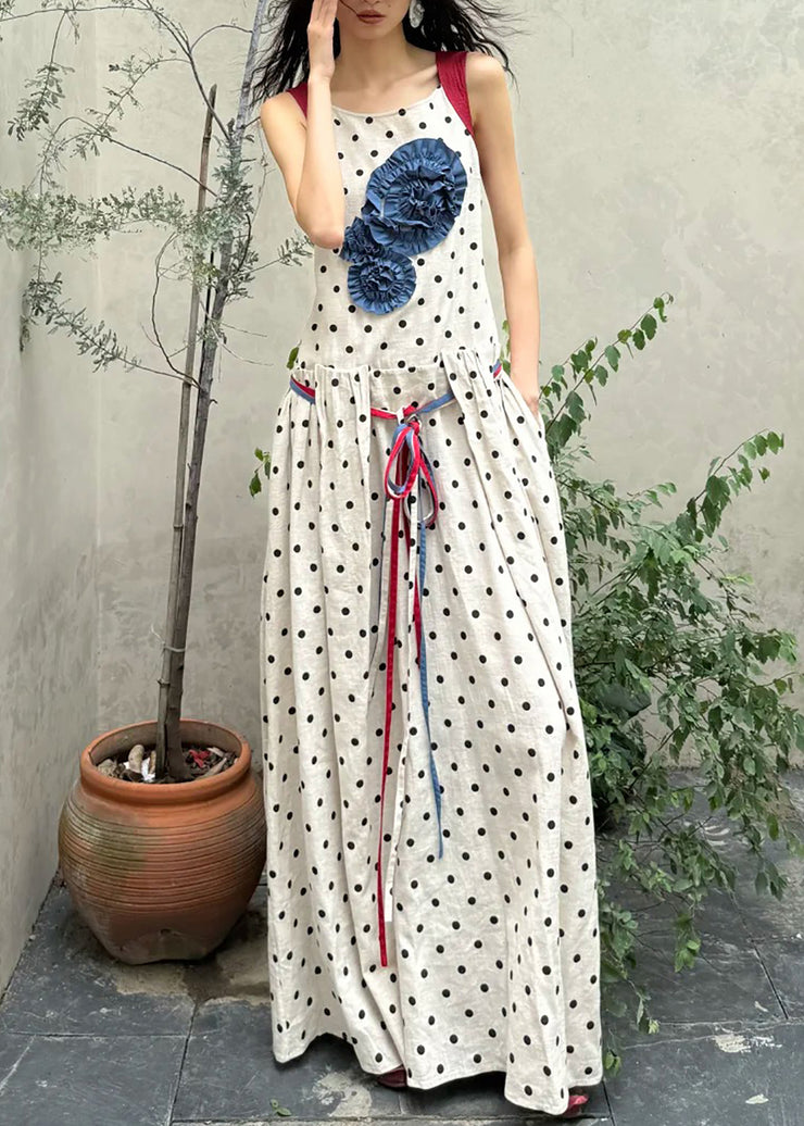 Boutique White Tie Waist Print Cotton Holiday Dress Summer