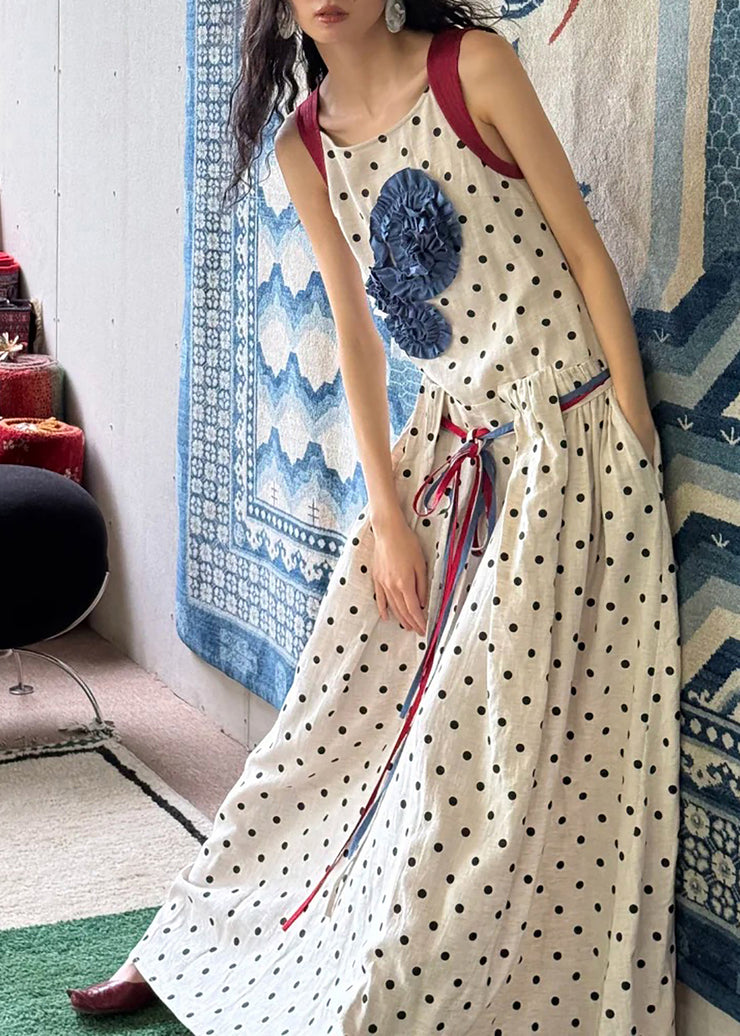 Boutique White Tie Waist Print Cotton Holiday Dress Summer