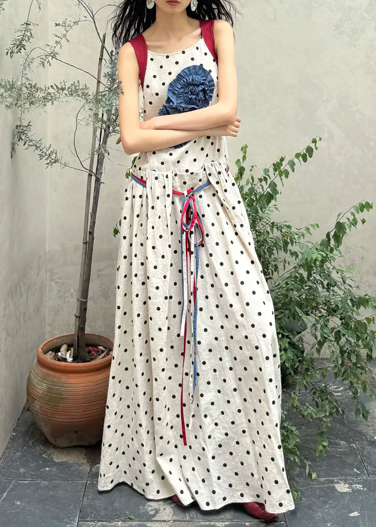 Boutique White Tie Waist Print Cotton Holiday Dress Summer