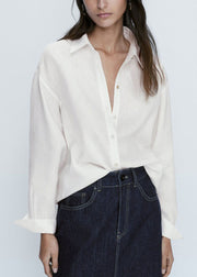 Brief Baby Blue Peter Pan Collar Button Solid Shirt Fall