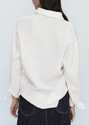 Brief Baby Blue Peter Pan Collar Button Solid Shirt Fall