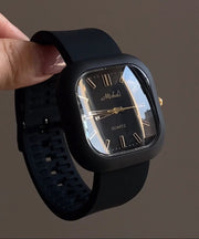 Brief Black Silicone Square Mechanical Movement Watches