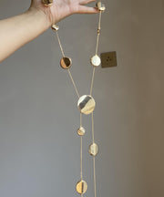 Brief Blue Alloy Asymmetrical Planchet Tassel Pendant Necklace