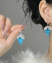 Brief Blue Sterling Silver Zircon Crystal Grape Drop Earrings