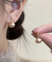 Brief Champagn Copper Alloy Pearl Stud Earrings