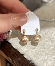 Brief Champagn Copper Alloy Pearl Stud Earrings