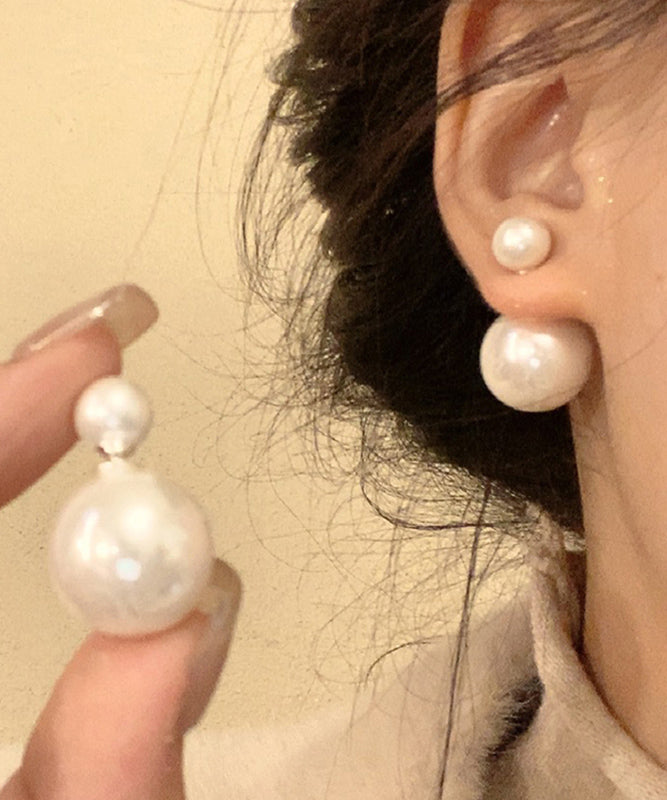 Brief Champagne Metal Alloy Pearl Stud Earrings