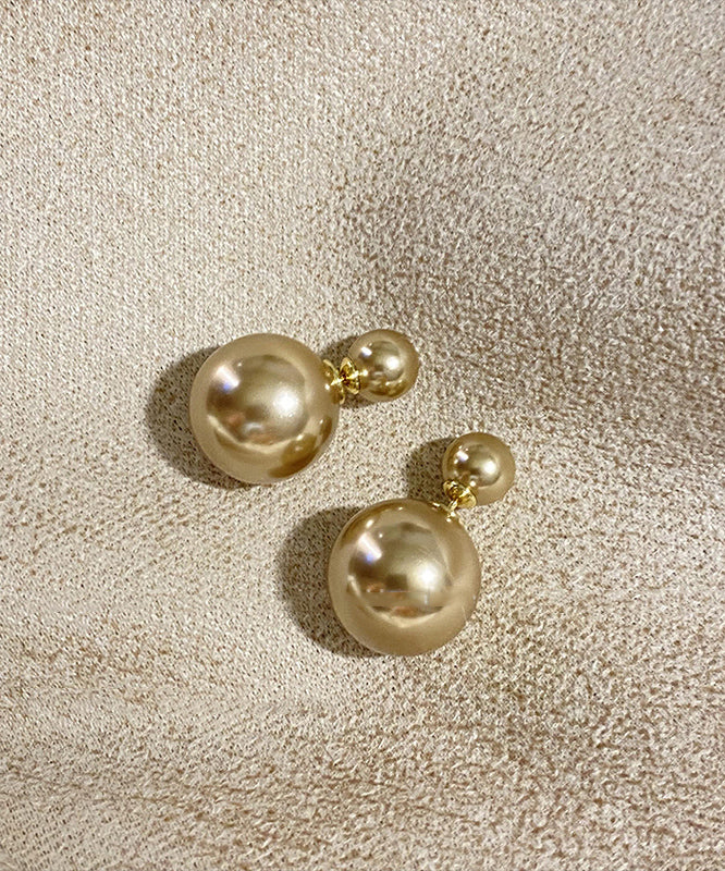 Brief Champagne Metal Alloy Pearl Stud Earrings