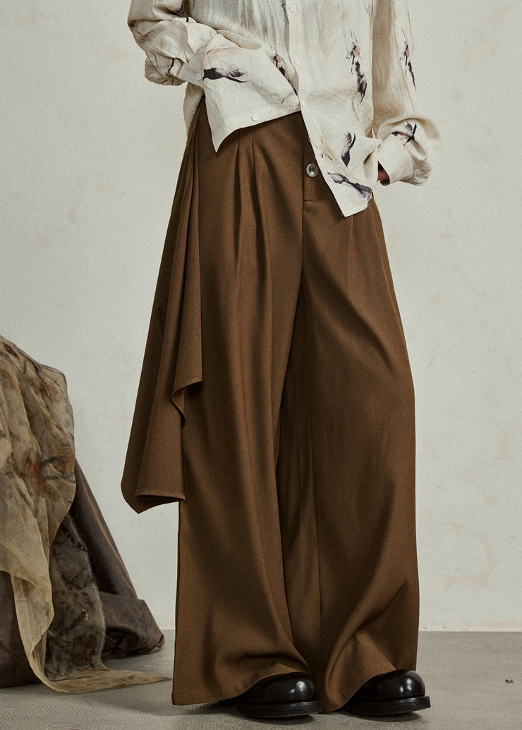 Brief Coffee Pockets Wide Leg Pants Fall