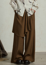 Brief Coffee Pockets Wide Leg Pants Fall