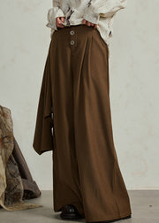 Brief Coffee Pockets Wide Leg Pants Fall
