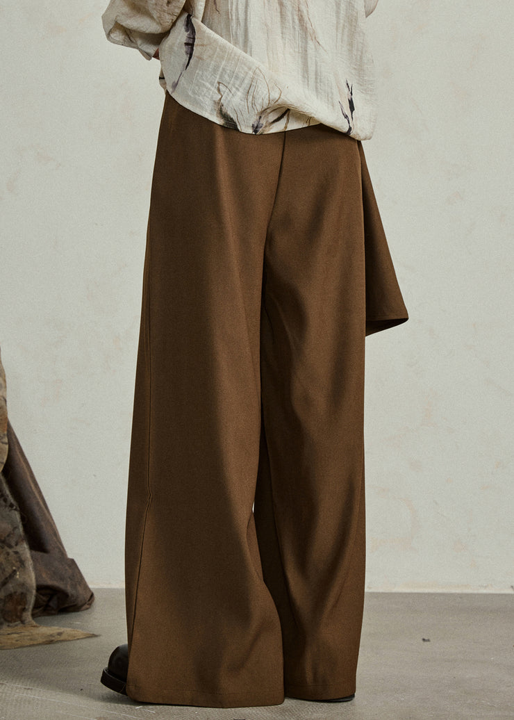 Brief Coffee Pockets Wide Leg Pants Fall