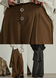 Brief Coffee Pockets Wide Leg Pants Fall