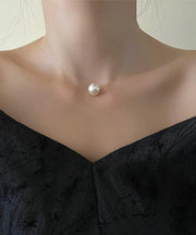 Brief Gold Copper Overgild Pearl Pendant Necklace