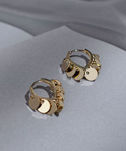 Brief Gold Sterling Silver Alloy Love Sequins Hoop Earrings