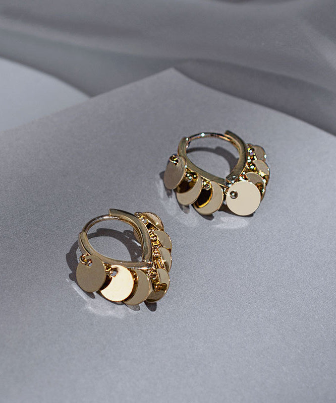 Brief Gold Sterling Silver Alloy Love Sequins Hoop Earrings
