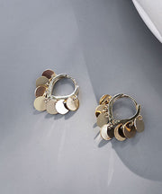 Brief Gold Sterling Silver Alloy Love Sequins Hoop Earrings