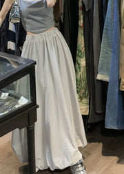 Brief Grey Elastic Waist Pockets Maxi Skirt