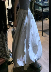 Brief Grey Elastic Waist Pockets Maxi Skirt