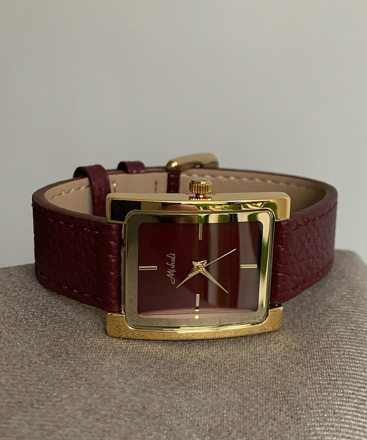 Brief Mulberry Metal Leather Quartz Movement Watches