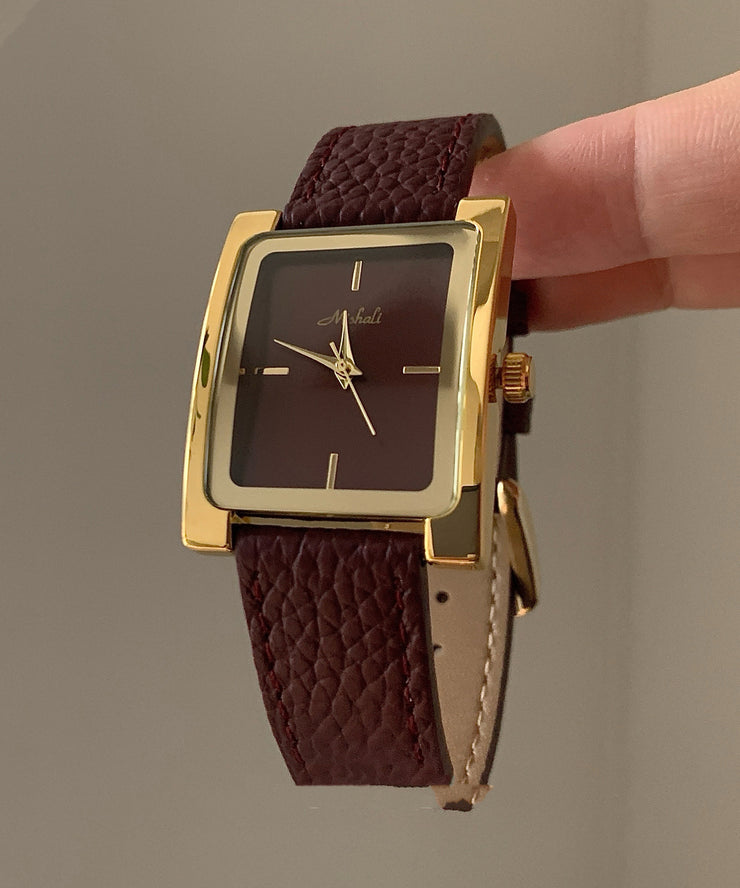 Brief Mulberry Metal Leather Quartz Movement Watches