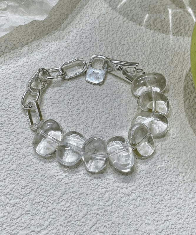 Brief Nude Sterling Silver Crystal Chain Bracelet
