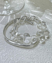 Brief Nude Sterling Silver Crystal Chain Bracelet