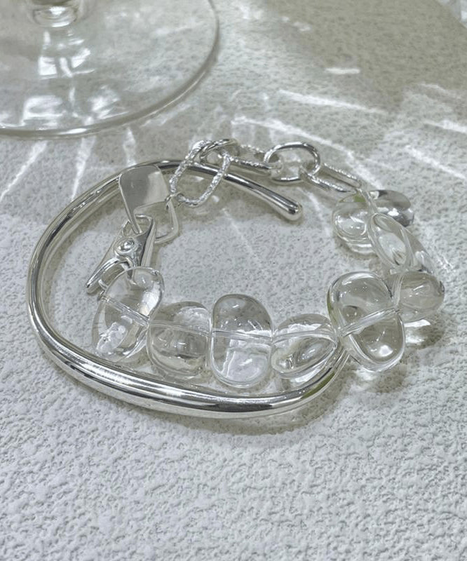 Brief Nude Sterling Silver Crystal Chain Bracelet